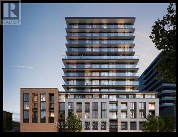 Hamilton (Beasley) condo for rent - A modern multi-story building with a glass facade is depicted in the image.