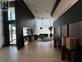 Markham (Unionville) condo for rent - A modern interior space with a black and white color scheme.