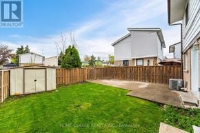 Brampton (Central Park) apartment for rent - A backyard with a wooden fence and a green lawn.