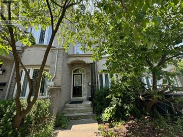 Toronto (Newtonbrook West) townhouse for rent - A house with a black door and a tree in front.