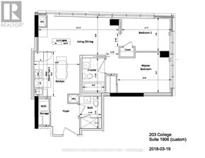 Toronto (Kensington-Chinatown) condo for rent - A floor plan for a suite at 203 College Suite 1906.