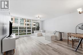 Toronto (Waterfront Communities) condo for rent - A living room with a television, sofa, and a table.
