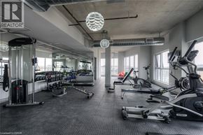 Kitchener condo for rent - A gym with a variety of exercise equipment including treadmills, stationary bikes, and weight machines.