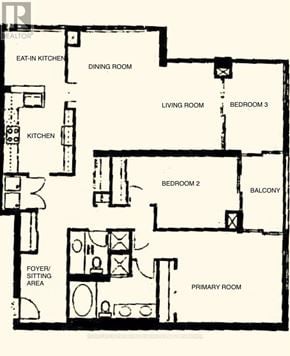 Toronto (Willowdale East) condo for rent - A floor plan of a house with a living room, dining room, kitchen, and two bedrooms.