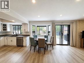 Richmond apartment for rent - A modern kitchen with a dining table set up.