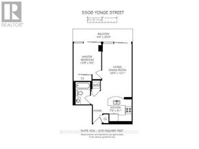 Toronto (Willowdale West) condo for rent - A floor plan for a suite at 5508 Yonge Street is shown.