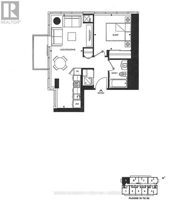 Toronto (Church-Yonge Corridor) condo for rent - A black and white floor plan of a house with a REALTOR® logo in the corner.