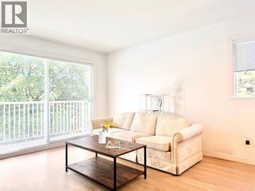 Vancouver apartment for rent - A living room with a white couch and a coffee table.