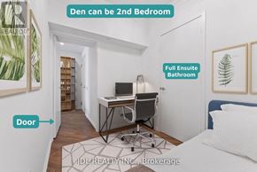 Toronto (Church-Yonge Corridor) condo for rent - A bedroom with a desk and a full bathroom in the other room.