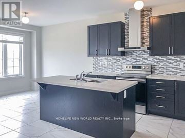 Richmond Hill apartment for rent - A kitchen with a countertop and cabinets is shown in this image.