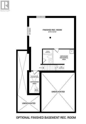 Ottawa apartment for rent - A floor plan for a finished and unfinished basement room.