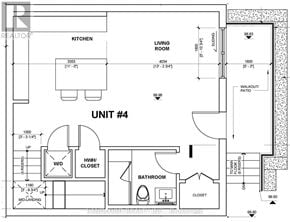 Toronto (Danforth Village-East York) apartment for rent - A floor plan for Unit #4 shows a kitchen, bathroom, and living room.
