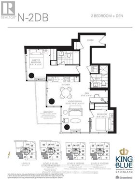Toronto (Waterfront Communities) condo for rent - A black and white image of a floor plan for a 2 bedroom apartment.