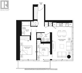 Toronto (Church-Yonge Corridor) condo for rent - A black and white floor plan of a house with labeled rooms.