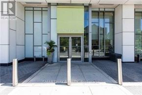 Mississauga (City Centre) condo for rent - The front of a building with a glass door and a sign that says "350 PRICE LANE DRIVE".