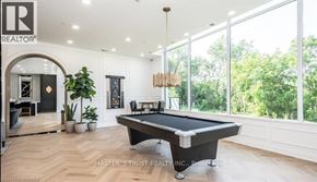 Guelph (St. Patrick's Ward) condo for rent - A pool table is in the middle of a room with a large window.