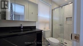 Toronto (Mimico) apartment for rent - A bathroom with a sink, toilet, and shower.