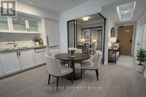 Toronto (Englemount-Lawrence) condo for rent - A dining room with a table set for four.