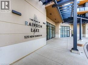 Kitchener condo for rent - The entrance to a building called The Flats at Rainbow Lake.