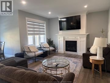 Belle River apartment for rent - A living room with a fireplace and a television mounted above it.
