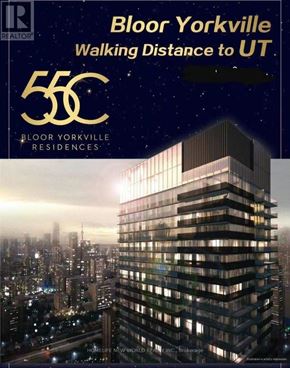Toronto (Church-Yonge Corridor) condo for rent - A tall building with the words Bloor Yorkville Residences and 550 on it.