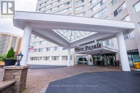 Mississauga (Mississauga Valleys) condo for rent - A large white canopy structure is in front of a building with a sign that reads "Place Royale".