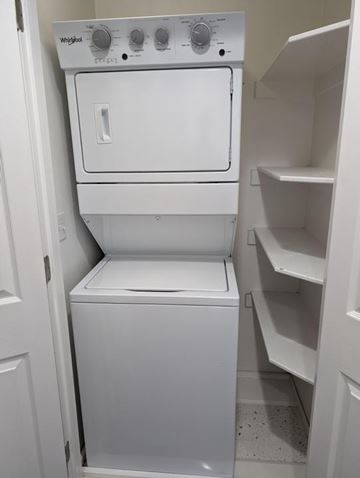 Orem apartment for rent - A white Whiting dishwasher and dryer in a kitchen.