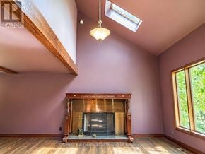 Ottawa apartment for rent - A large, empty room with a fireplace and a skylight.