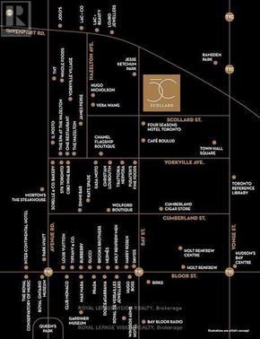 Toronto (Annex) condo for rent - A map of a city with streets and locations marked.