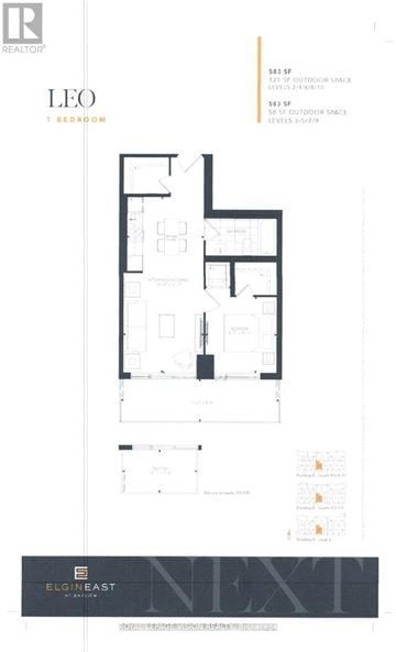 Richmond Hill (Crosby) condo for rent - A floor plan for a property named Leo shows a layout with various rooms and spaces.