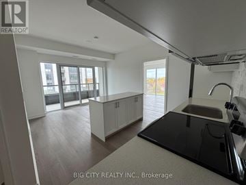 Newmarket (Huron Heights-Leslie Valley) condo for rent - A modern kitchen with a sink and a window.