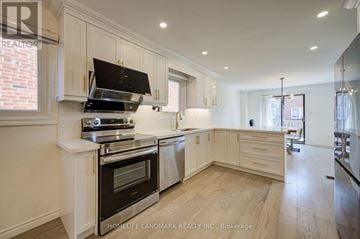 Toronto (Agincourt North) apartment for rent - A modern kitchen with a stove top oven and a range hood.