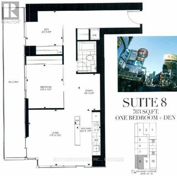 Toronto (University) condo for rent - A floor plan for a suite with one bedroom and den.