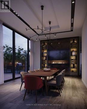 Toronto (Cabbagetown-South St. James Town) condo for rent - A modern dining room with a wooden table and chairs.