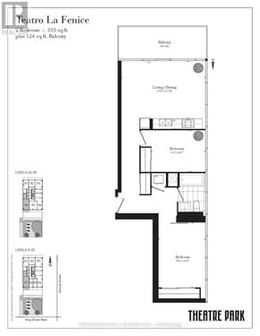 Toronto (Waterfront Communities) condo for rent - A black and white floor plan for Teatro La Fenice.