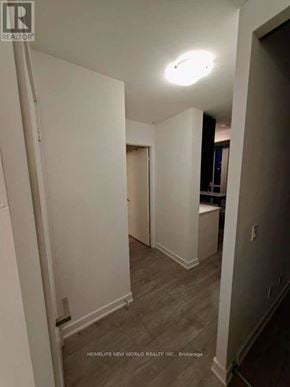 Toronto (Waterfront Communities) condo for rent - A real estate listing photo of a white hallway with a light on the ceiling.
