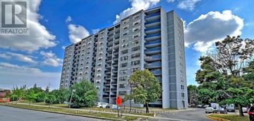 Toronto (Black Creek) condo for rent - A tall residential building with a balcony on the 10th floor.