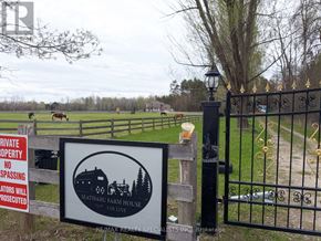 New Tecumseth apartment for rent - A sign for Mathara Farm House is displayed on a gate.
