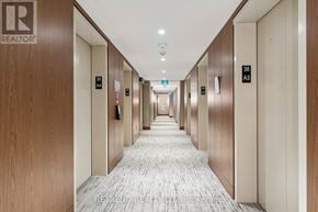 Toronto (Waterfront Communities) condo for rent - A long hallway with doors on both sides and a sign that says "38 A3 B".