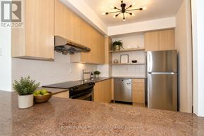 Toronto (Church-Yonge Corridor) condo for rent - A kitchen with wooden cabinets and a granite countertop.