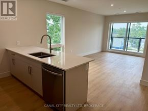 Thorold (Thorold Downtown) apartment for rent - A modern kitchen with stainless steel appliances and a large window.