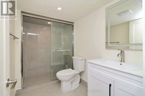 Mississauga (Churchill Meadows) apartment for rent - A white bathroom with a toilet, sink, and shower.
