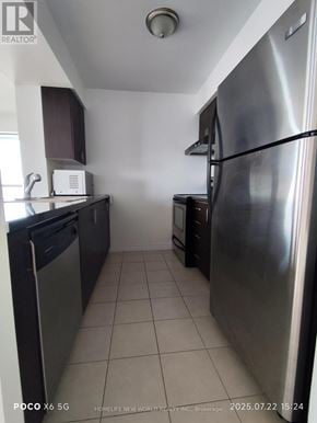 Toronto (Bendale) condo for rent - A kitchen with a stainless steel refrigerator and dishwasher.
