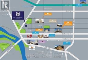 Brantford condo for rent - A map shows a One Wellington building and other businesses in the area.