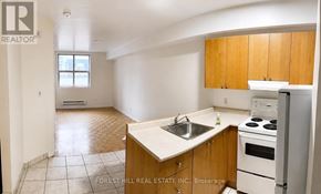 Toronto (Church-Yonge Corridor) condo for rent - A kitchen with wooden cabinets and a white stove top oven.