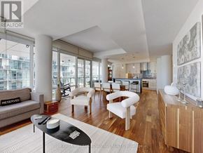 Toronto (Waterfront Communities) condo for rent - A living room with a couch, chairs, and a coffee table.