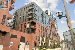 Toronto (Regent Park) condo for rent - A modern building with a mix of brick and glass facades.