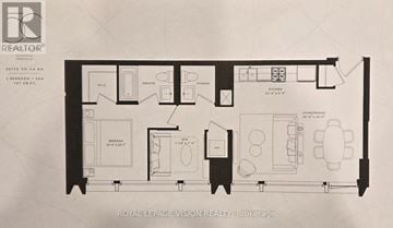 Toronto (Annex) condo for rent - A floor plan of an apartment from Royal LePage Vision Realty Brokerage.
