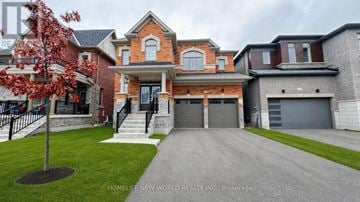 East Gwillimbury (Holland Landing) apartment for rent - A large, two-story house with a brick facade and a garage is for sale.