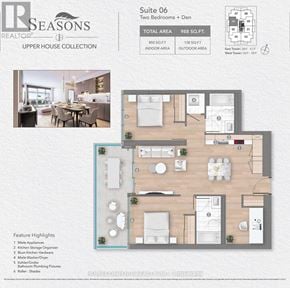 Toronto (Bayview Village) condo for rent - A real estate listing for Suite 06, a two bedroom suite with a den, featuring a detailed layout and a photo of the suite.